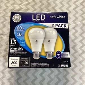 GE Soft White LED Dimmable Light Bulbs - 2 Pack